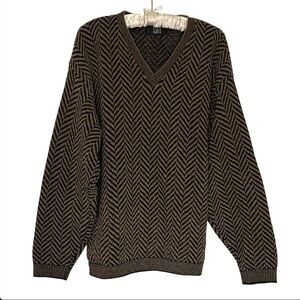 Vintage 80s-90s TSR USA Chevron Abstract Knit Sweater Large Grunge Grandpa Funky